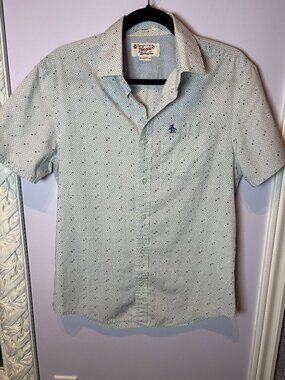 Mens Peguin Button Up Tshirt Size Small